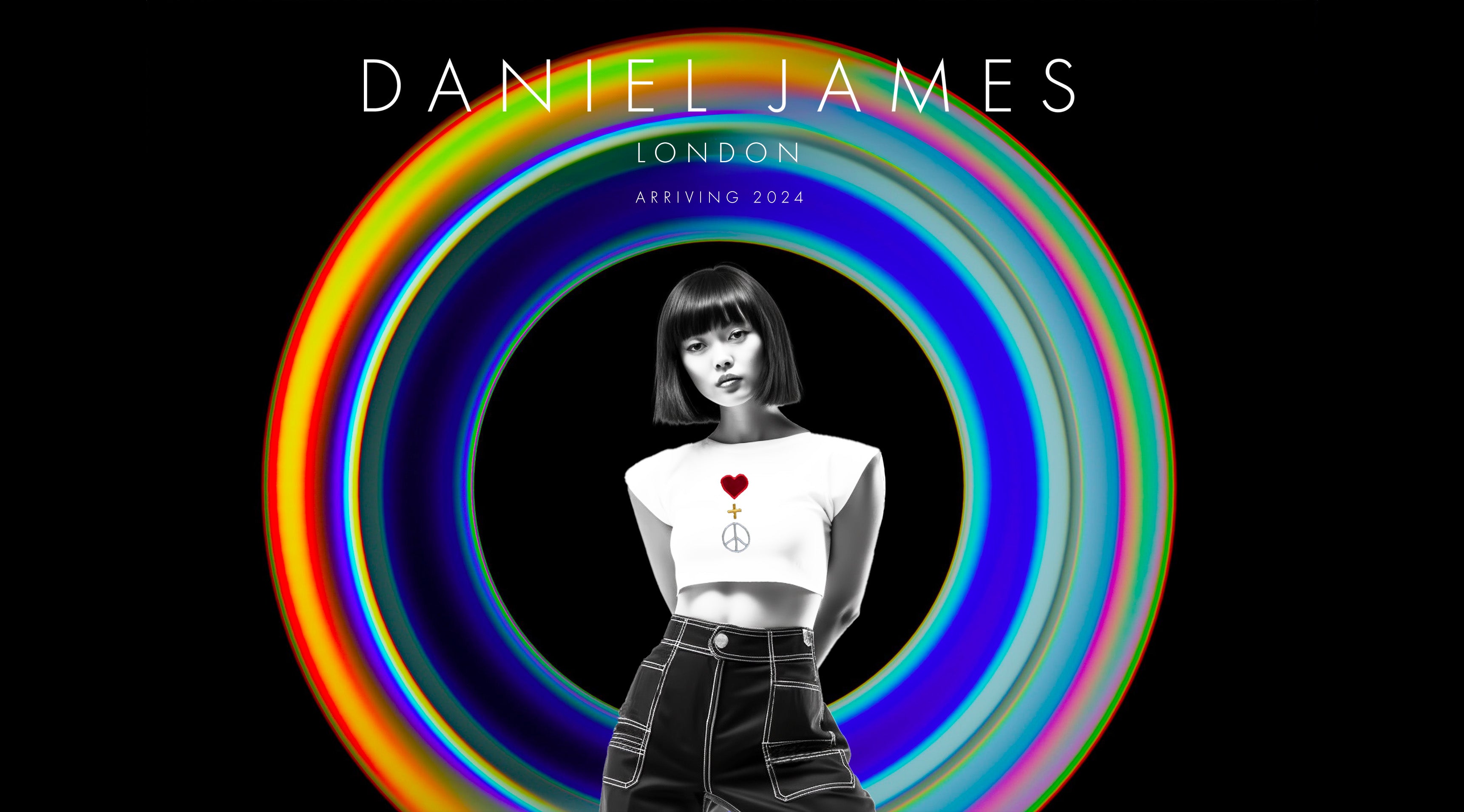 A T-Shirt By Daniel James London with a Love & Peace Embroidery on the front