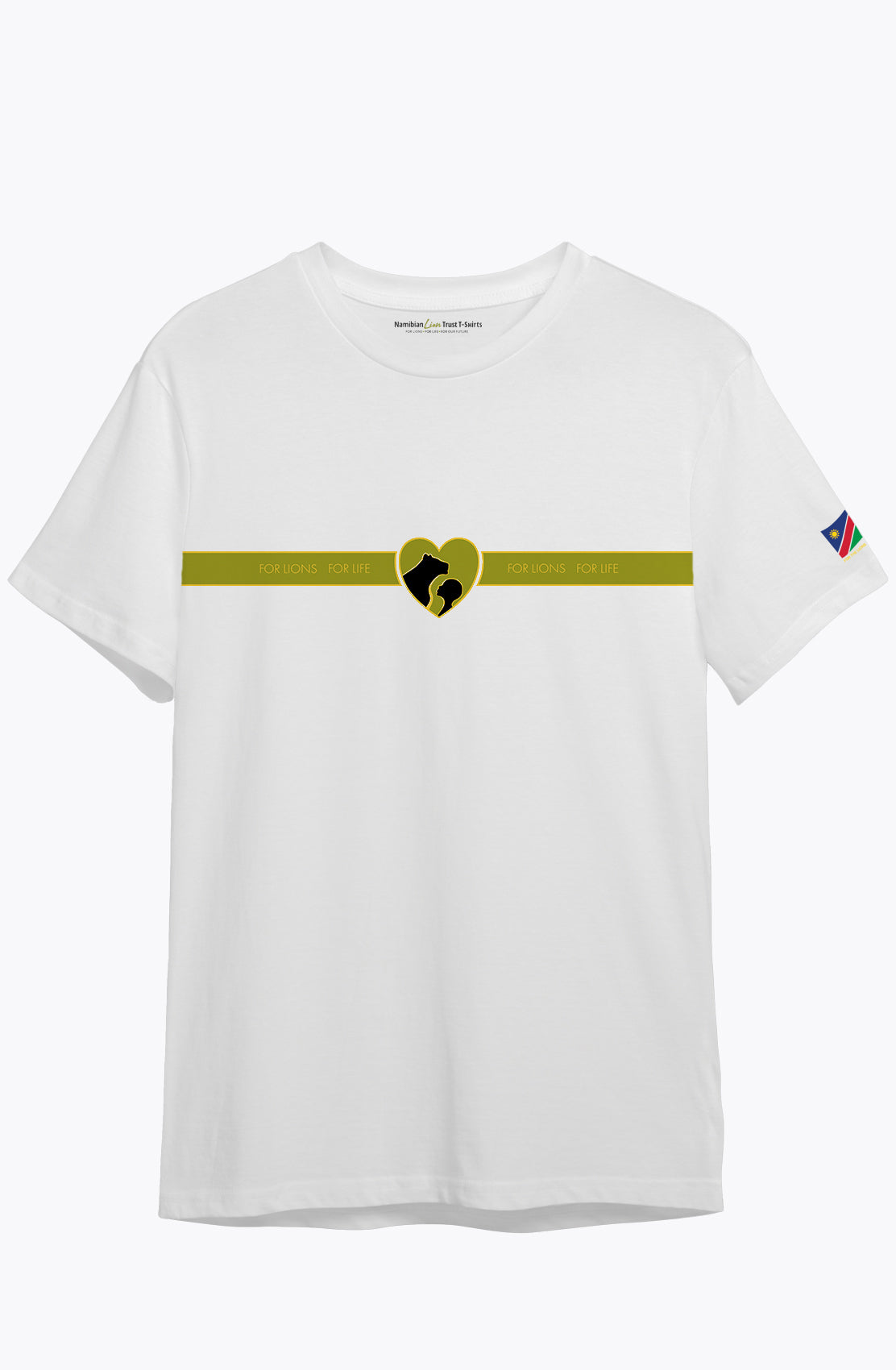 Daniel James London For Lions For Life white heart-stripe t-shirt, women's, front view