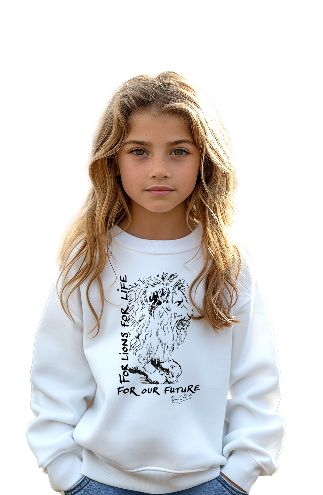Ronnie Wood For Lions For Life children's white sweatshirt, worn by child model