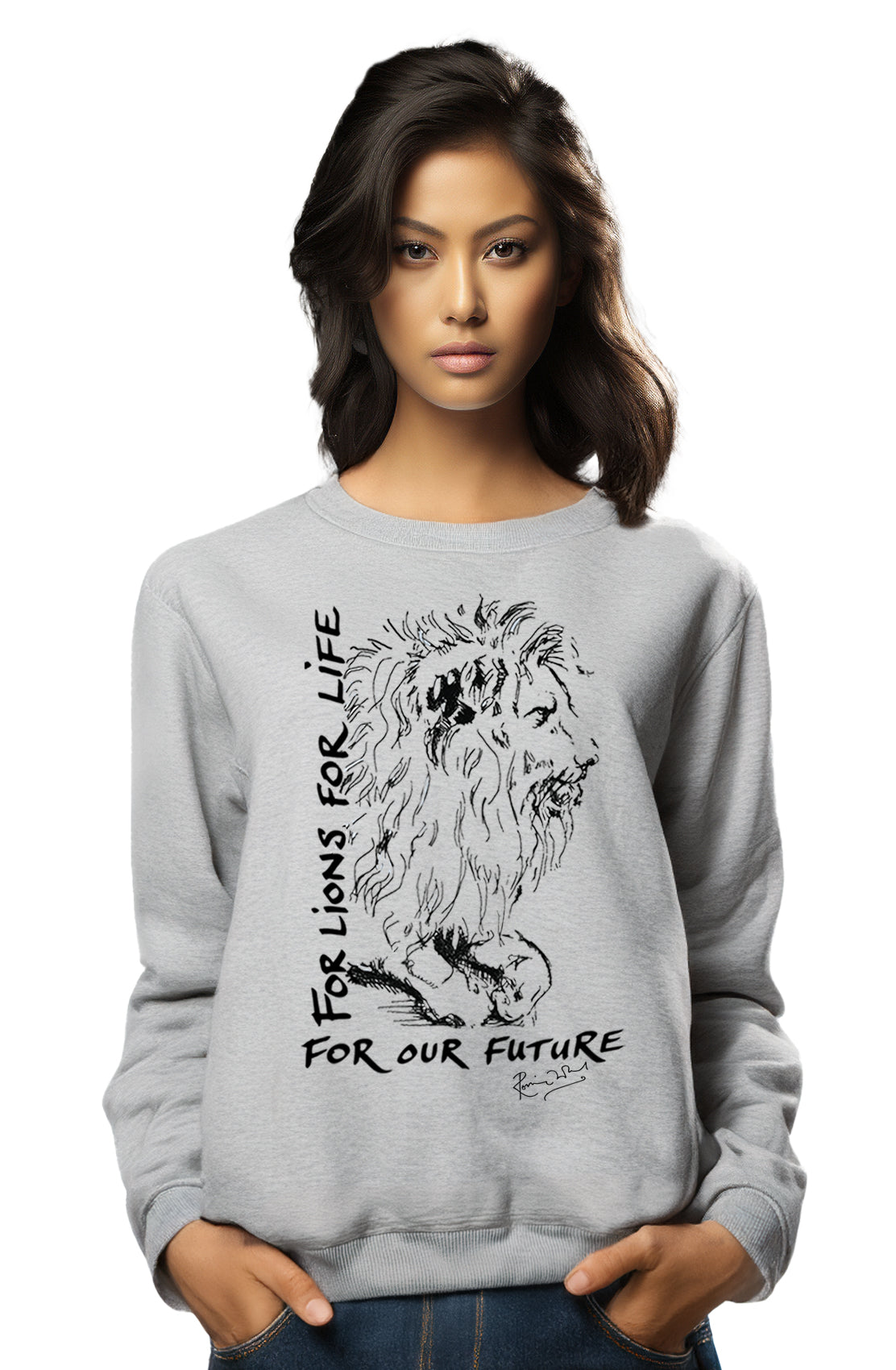 Ronnie Wood For Lions For Life heather grey sweatshirt, women's, front view