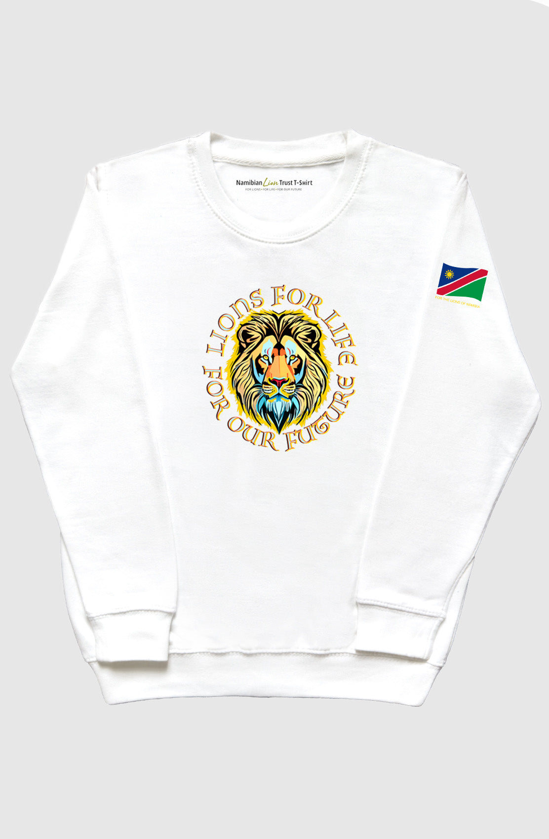 Daniel James London children's For Lions For Life white sweatshirt, front view