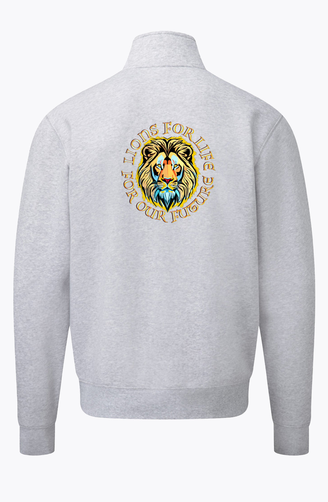 Daniel James London For Lions For Life heather grey zip sweat jacket, back view