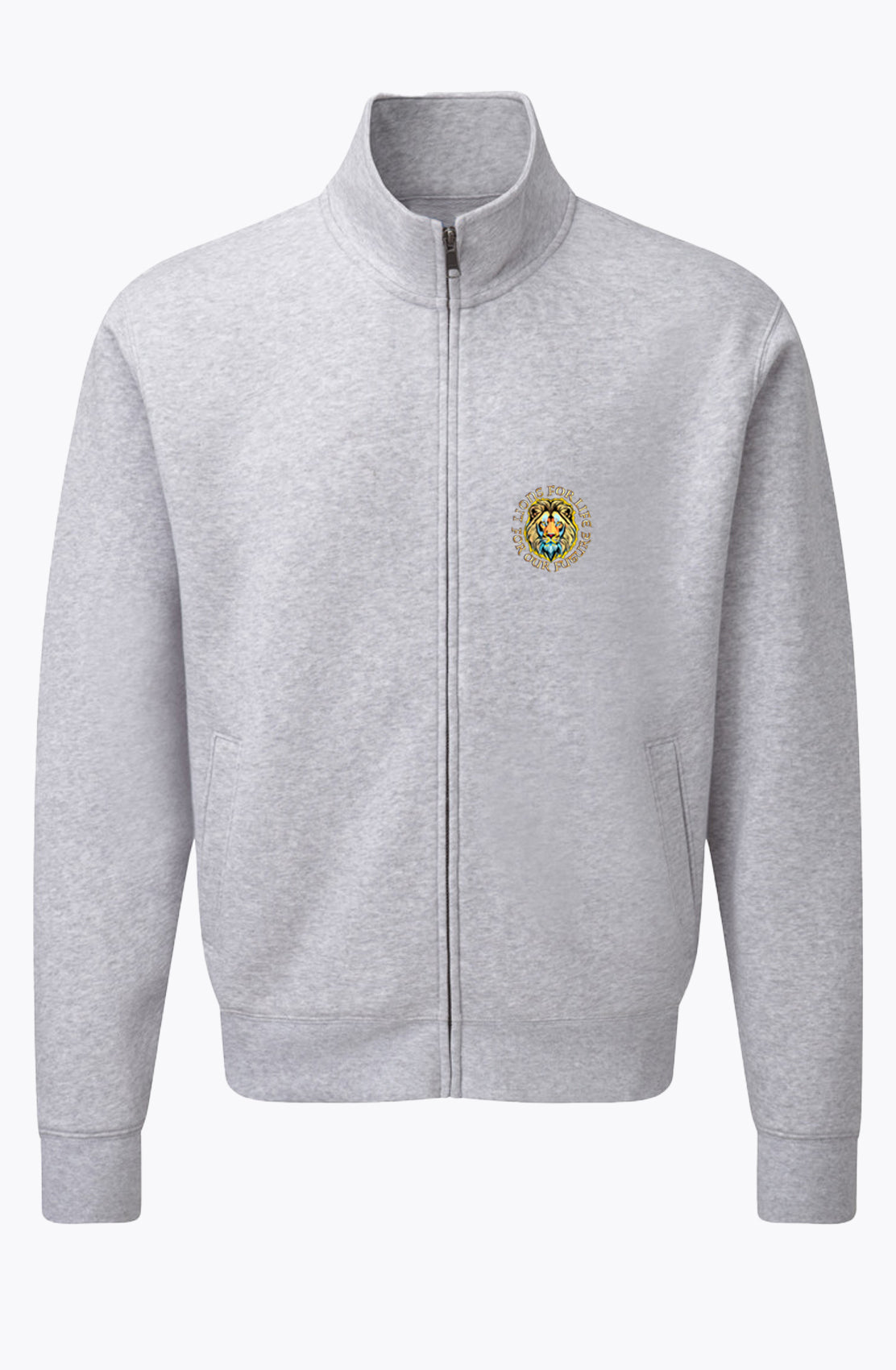 Daniel James London For Lions For Life heather grey zip sweat jacket, front view