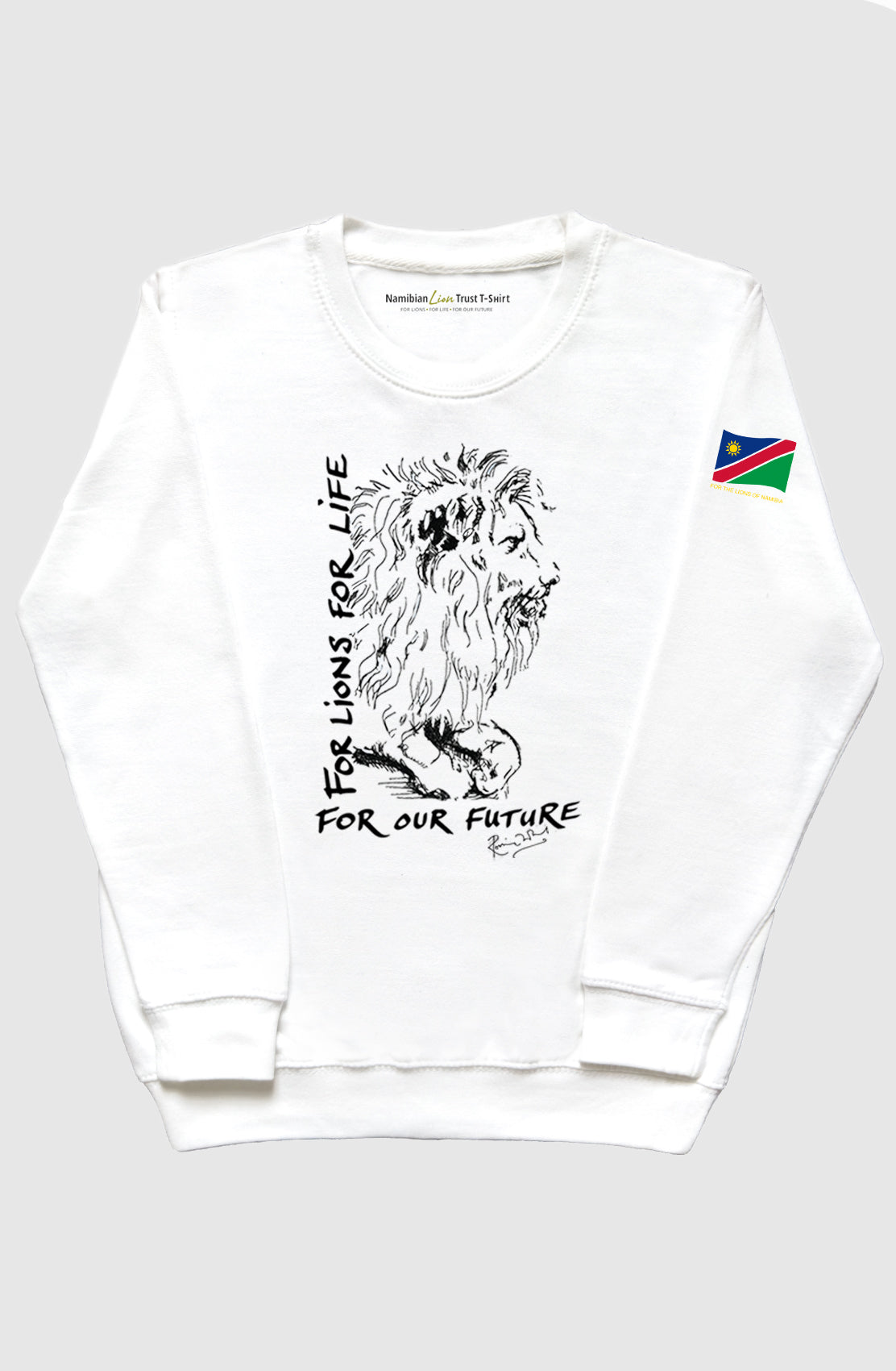 Ronnie Wood For Lions For Life children's white sweatshirt, front view