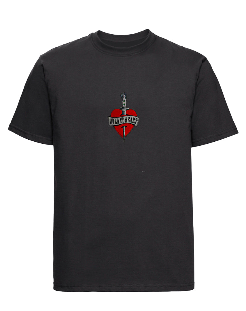 Wild At Heart black t-shirt, front view
