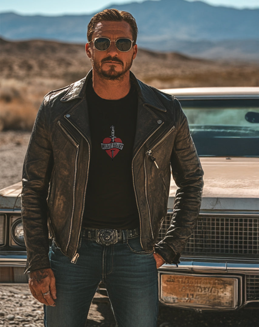 Wild At Heart black t-shirt, worn by male model